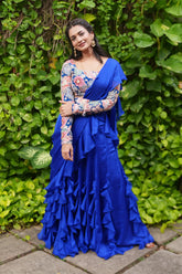 Manya - Ruffled drape lehenga
